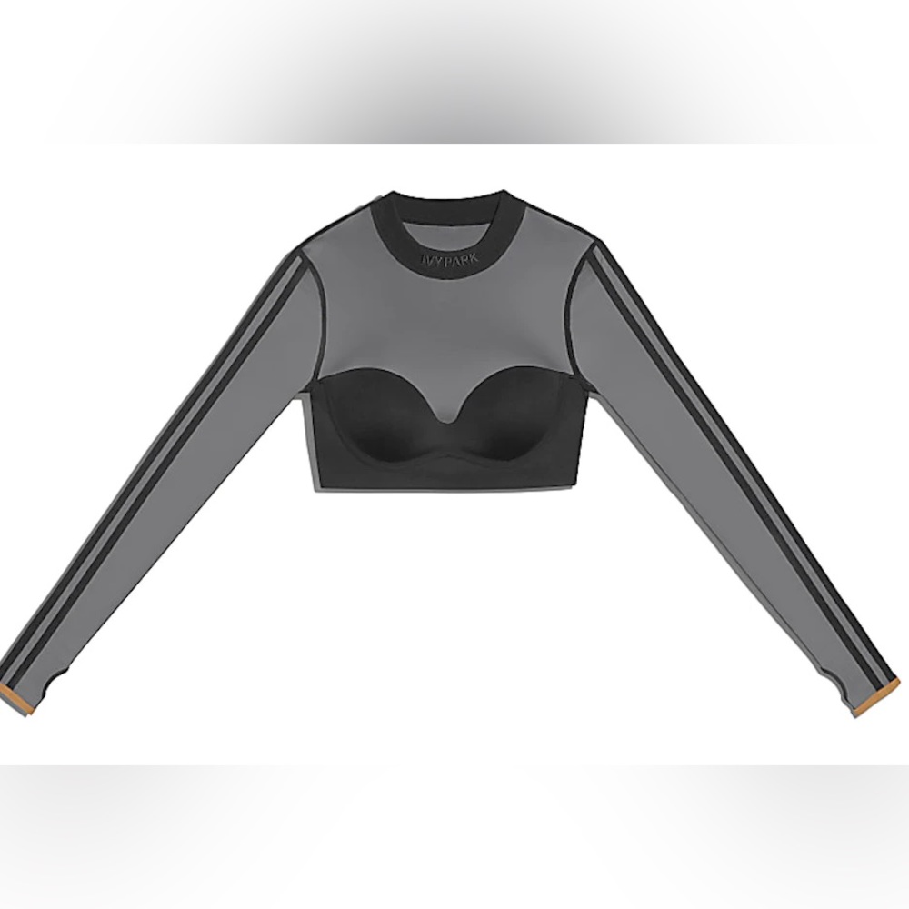 Ivy park adidas black long sleeve mesh crop top.